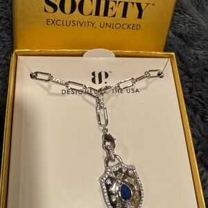 Gem Society Necklace with Blue Teardrop Shield Pendant by BP